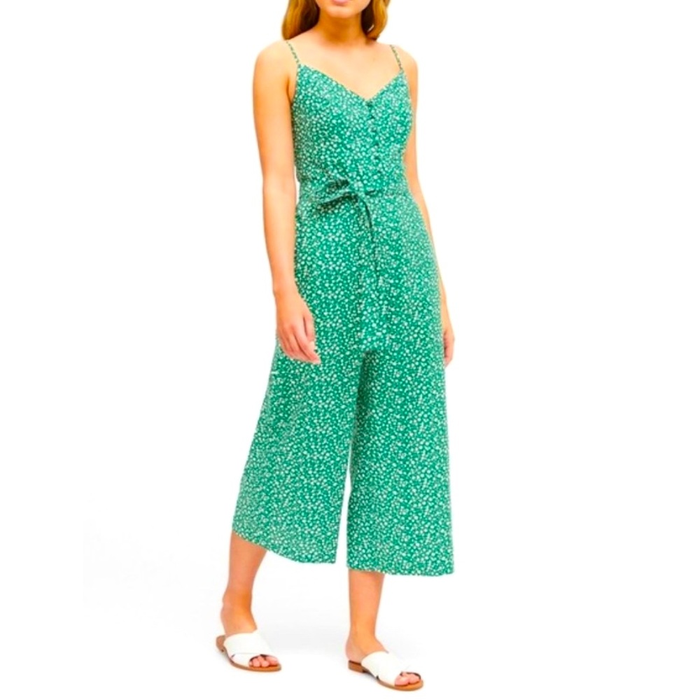 Banana Republic Green Ditsy Floral Jumpsuit